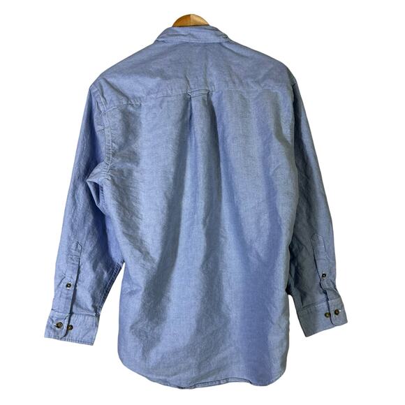 Cotton Traders Chambray Long Sleeve Button Up Shirt Mens M Blue 100% Cotton - Picture 4 of 7